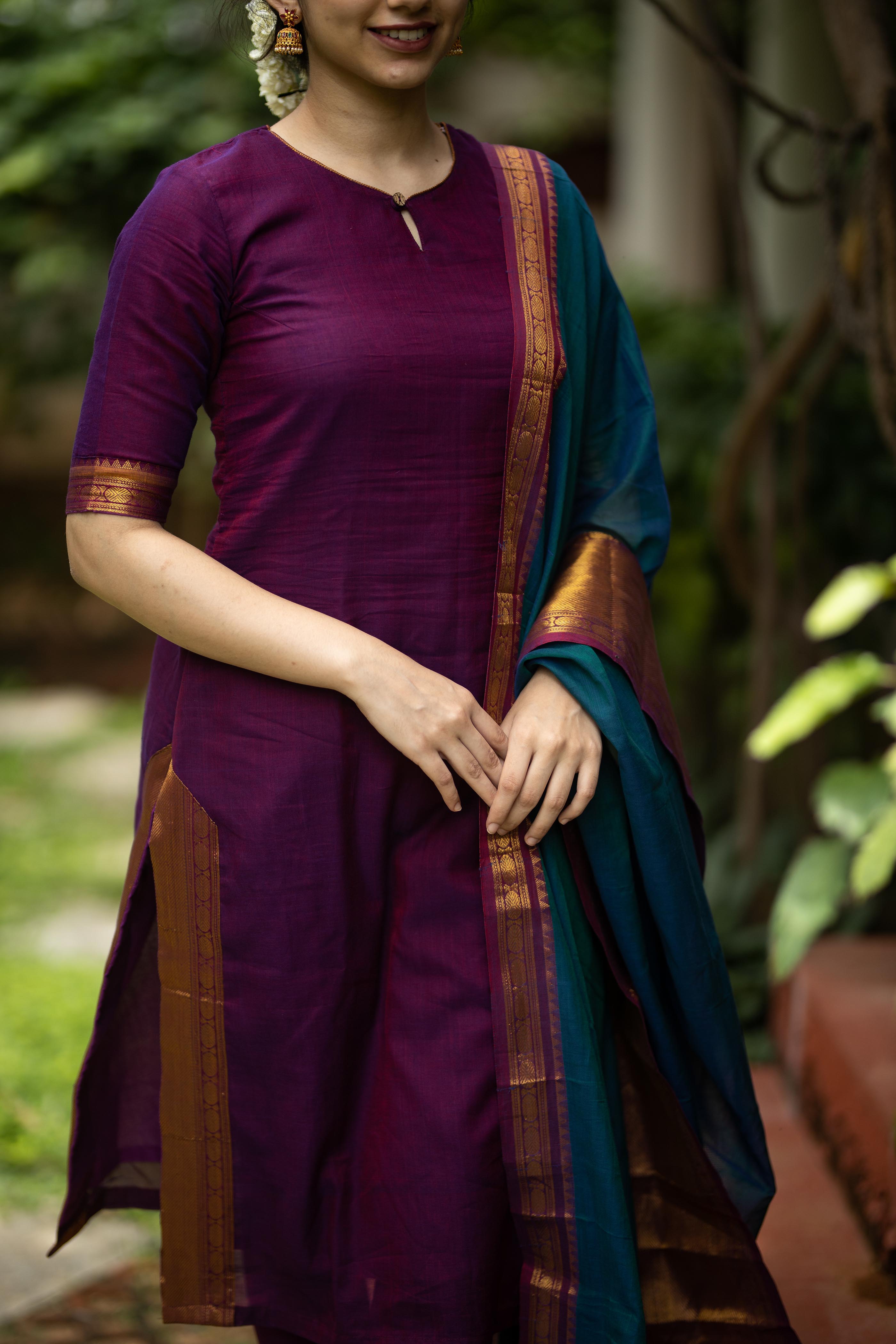 Purchase online Short Designer Kurti Kurtas Blue Color Cotton Silk Kurtis  For Girl – Lady India